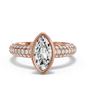 Image for Marquise Classic Bezel Ring with Triple Row Pave band