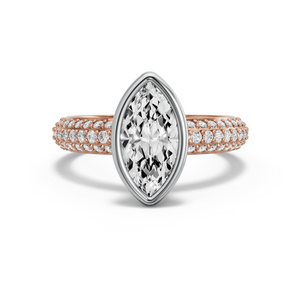 Image for Marquise Classic Bezel Ring with Triple Row Pave band