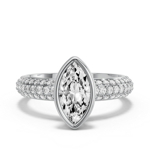 Image for Marquise Classic Bezel Ring with Triple Row Pave band