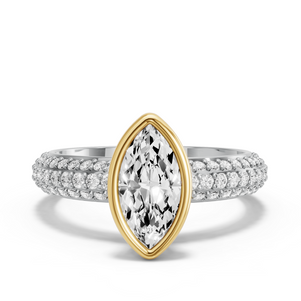 Image for Marquise Classic Bezel Ring with Triple Row Pave band
