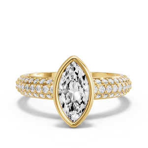 Image for Marquise Classic Bezel Ring with Triple Row Pave band