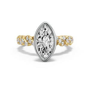 Image for Marquise Classic Bezel Ring with Twist Pave band