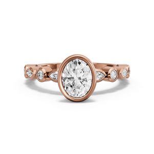 Image for Oval Classic Bezel Ring with Alternating Marquise band
