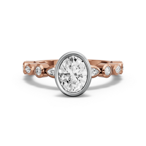 Image for Oval Classic Bezel Ring with Alternating Marquise band