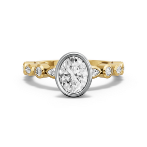 Image for Oval Classic Bezel Ring with Alternating Marquise band