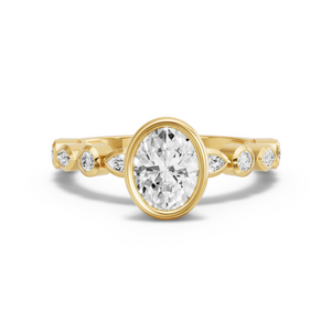 Image for Oval Classic Bezel Ring with Alternating Marquise band