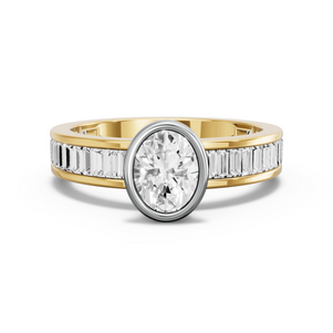 Image for Oval Classic Bezel Ring with Baguette Channel band