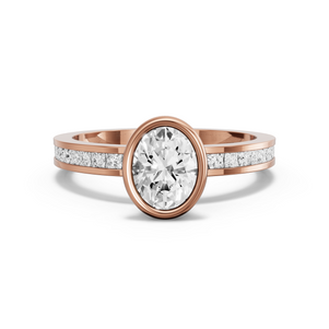 Image for Oval Classic Bezel Ring with Channel band