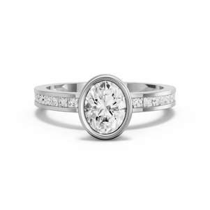 Image for Oval Classic Bezel Ring with Channel band