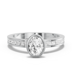 Image for Oval Classic Bezel Ring with Channel band