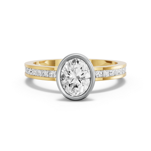 Image for Oval Classic Bezel Ring with Channel band