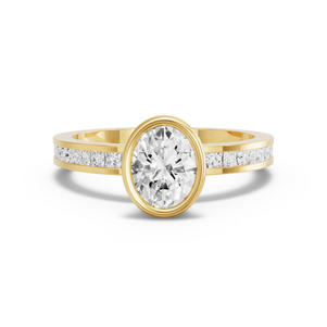 Image for Oval Classic Bezel Ring with Channel band
