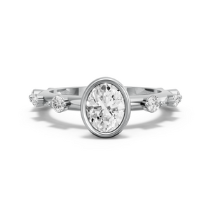 Image for Oval Classic Bezel Ring with Floating Station band