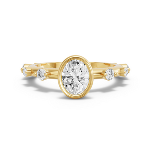 Image for Oval Classic Bezel Ring with Floating Station band