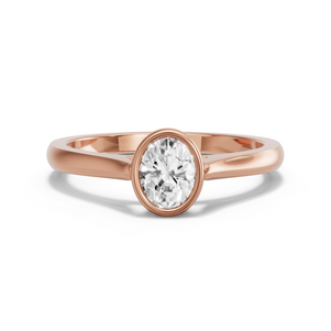 Image for Oval Classic Bezel Ring with Knife Edge Cathedral band