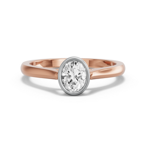 Image for Oval Classic Bezel Ring with Knife Edge Cathedral band