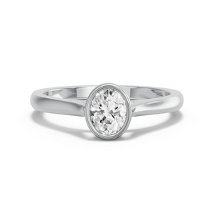 Image for Oval Classic Bezel Ring with Knife Edge Cathedral band