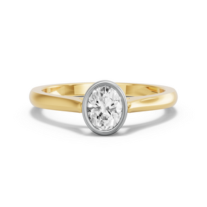 Image for Oval Classic Bezel Ring with Knife Edge Cathedral band