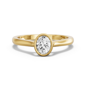 Image for Oval Classic Bezel Ring with Knife Edge Cathedral band