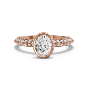 Image for Oval Classic Bezel Ring with Knife Edge Pave band