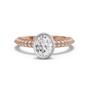 Image for Oval Classic Bezel Ring with Knife Edge Pave band