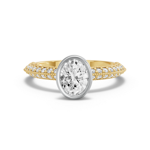 Image for Oval Classic Bezel Ring with Knife Edge Pave band