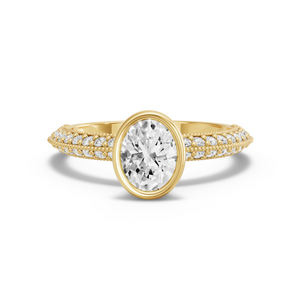 Image for Oval Classic Bezel Ring with Knife Edge Pave band