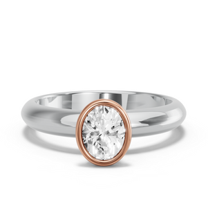 Image for Oval Classic Bezel Ring with Knife Edge Solitaire band
