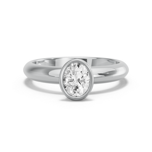Image for Oval Classic Bezel Ring with Knife Edge Solitaire band