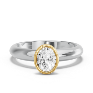 Image for Oval Classic Bezel Ring with Knife Edge Solitaire band