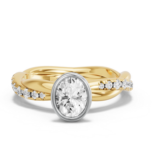 Image for Oval Classic Bezel Ring with Rope Pave band