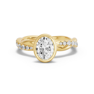 Image for Oval Classic Bezel Ring with Rope Pave band