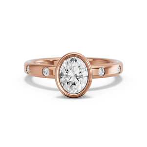 Image for Oval Classic Bezel Ring with Sleek Accent band