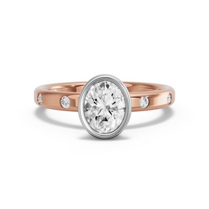Image for Oval Classic Bezel Ring with Sleek Accent band