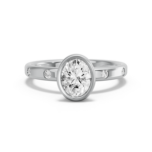 Image for Oval Classic Bezel Ring with Sleek Accent band