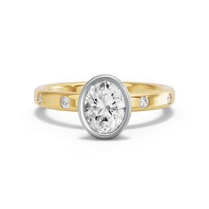 Image for Oval Classic Bezel Ring with Sleek Accent band