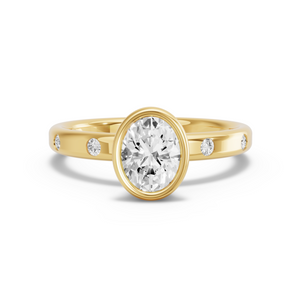 Image for Oval Classic Bezel Ring with Sleek Accent band