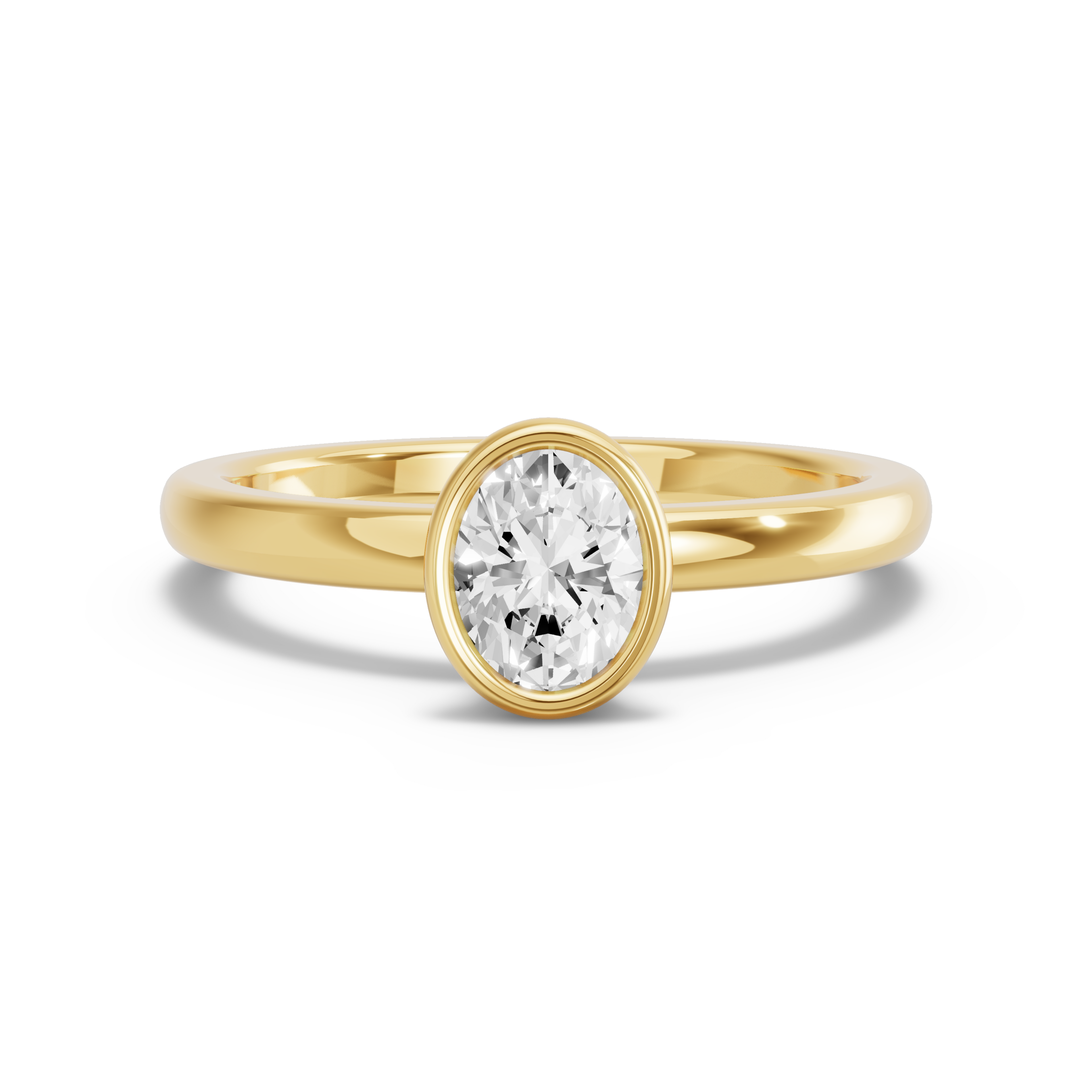 Image for Oval Classic Bezel Ring with Solitaire band in 18K Yellow Gold