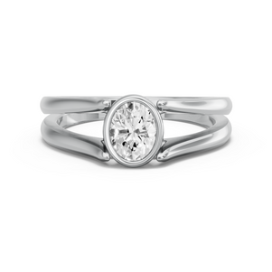 Image for Oval Classic Bezel Ring with Split Ring Solitaire band