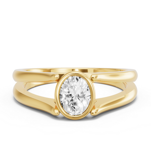 Image for Oval Classic Bezel Ring with Split Ring Solitaire band