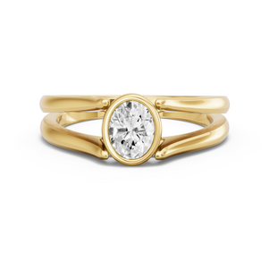 Image for Oval Classic Bezel Ring with Split Ring Solitaire band