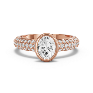 Image for Oval Classic Bezel Ring with Triple Row Pave band