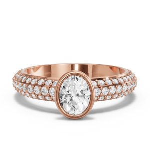 Image for Oval Classic Bezel Ring with Triple Row Pave band
