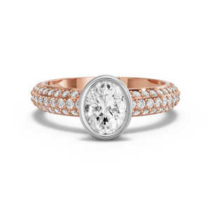 Image for Oval Classic Bezel Ring with Triple Row Pave band