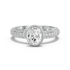 Image for Oval Classic Bezel Ring with Triple Row Pave band