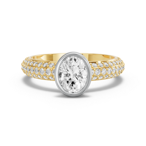Image for Oval Classic Bezel Ring with Triple Row Pave band
