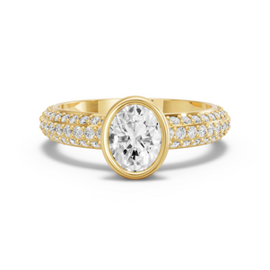Image for Oval Classic Bezel Ring with Triple Row Pave band