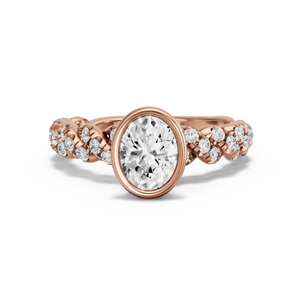 Image for Oval Classic Bezel Ring with Twist Pave band