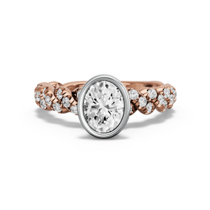 Image for Oval Classic Bezel Ring with Twist Pave band