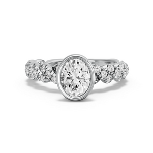 Image for Oval Classic Bezel Ring with Twist Pave band